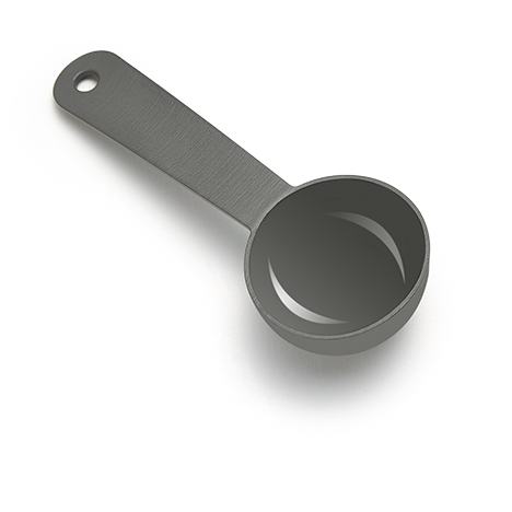 Một thìa đo màu xám trên nền trắng