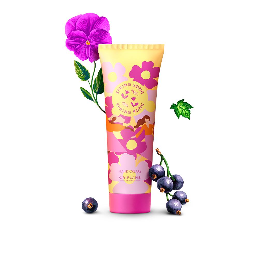 một tuýp kem có hoa và quả mọng