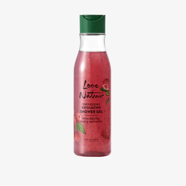 Gel tắm Love Nature Energising Exfoliating Shower Gel with Organic Mint & Raspberry